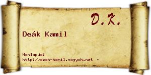 Deák Kamil névjegykártya